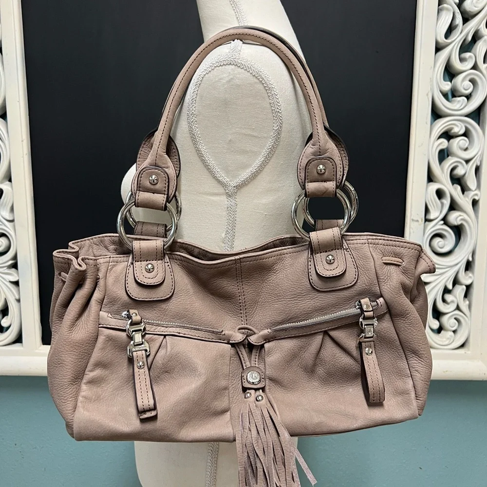 B Makowsky taupe Leather shoulder bag - Picture 1 of 7